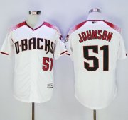 Wholesale Cheap Diamondbacks #51 Randy Johnson White/Brick New Cool Base Stitched MLB Jersey