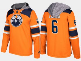 Wholesale Cheap Oilers #6 Adam Larsson Orange Name And Number Hoodie