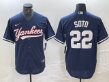Cheap Men's New York Yankees #22 Juan Soto Navy Cool Base Stitched Baseball Jersey