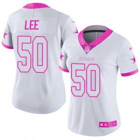 Wholesale Cheap Nike Cowboys #50 Sean Lee White/Pink Women\'s Stitched NFL Limited Rush Fashion Jersey