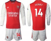 Wholesale Cheap Men 2021-2022 Club Arsenal home red Long Sleeve 14 Soccer Jerseys