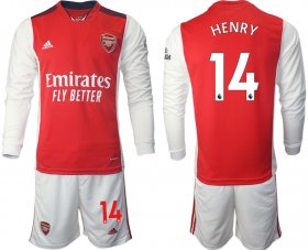 Wholesale Cheap Men 2021-2022 Club Arsenal home red Long Sleeve 14 Soccer Jerseys
