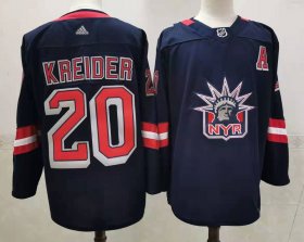 Wholesale Cheap Men\'s New York Rangers #20 Chris Kreider Navy Blue Adidas 2020-21 Stitched NHL Jersey