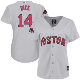 Wholesale Cheap Red Sox #14 Jim Rice Grey Road 2018 World Series Champions Women\'s Stitched MLB Jersey