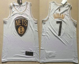 Wholesale Cheap Men\'s Brooklyn Nets #7 Kevin Durant White Golden Nike Swingman Stitched NBA Jersey