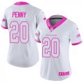 Wholesale Cheap Nike Seahawks #20 Rashaad Penny White/Pink Women's Stitched NFL Limited Rush Fashion Jersey