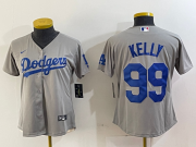 Cheap Women's Los Angeles Dodgers #99 Joe Kelly Grey With Los Stitched Cool Base Nike Jerseys
