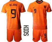 Wholesale Cheap 2021 European Cup Netherlands home Youth 9 soccer jerseys