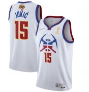Wholesale Cheap Men's Denver Nuggets #15 Nikola Jokic White 2023 Finals Champions Earned Edition Stitched Basketball Jersey