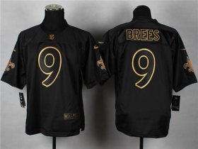 Wholesale Cheap Nike Saints #9 Drew Brees Black Gold No. Fashion Men\'s Stitched NFL Elite Jersey