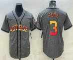 Wholesale Cheap Men's Houston Astros #3 Jeremy Pena Grey Gridiron With Patch Cool Base Stitched Baseball Jersey