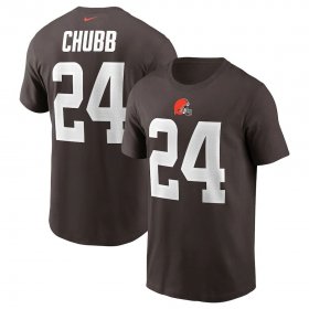 Wholesale Cheap Cleveland Browns #24 Nick Chubb Nike Team Player Name & Number T-Shirt Brown