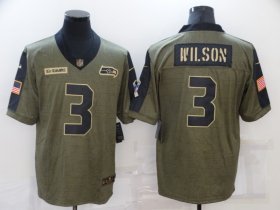 Wholesale Cheap Men\'s Seattle Seahawks #3 Russell Wilson Nike Olive 2021 Salute To Service Limited Player Jersey