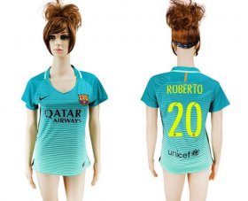Wholesale Cheap Women\'s Barcelona #20 S.Roberto Sec Away Soccer Club Jersey