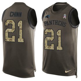 Wholesale Cheap Nike Panthers #21 Jeremy Chinn Green Men\'s Stitched NFL Limited Salute To Service Tank Top Jersey