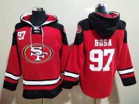 Wholesale Cheap Men\'s San Francisco 49ers #97 Nick Bosa Red Team Color New NFL Hoodie