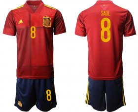 Wholesale Cheap Men 2021 European Cup Spain home red 8 Soccer Jersey