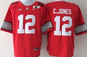 Wholesale Cheap Ohio State Buckeyes #12 Cardale Jones 2015 Playoff Rose Bowl Special Event Diamond Quest Red 2015 BCS Patch Jersey