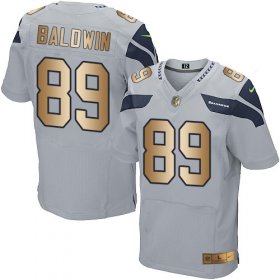 Wholesale Cheap Nike Seahawks #89 Doug Baldwin Grey Alternate Men\'s Stitched NFL Elite Gold Jersey