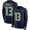 Wholesale Cheap Nike Seahawks #13 Phillip Dorsett Steel Blue Team Color Men's Stitched NFL Limited Therma Long Sleeve Jersey