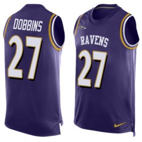 Wholesale Cheap Nike Ravens #27 J.K. Dobbins Purple Team Color Men\'s Stitched NFL Limited Tank Top Jersey