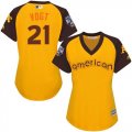 Wholesale Cheap Athletics #21 Stephen Vogt Gold 2016 All-Star American League Women's Stitched MLB Jersey