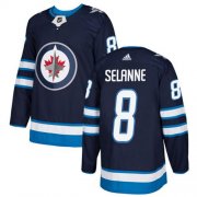 Wholesale Cheap Adidas Jets #8 Teemu Selanne Navy Blue Home Authentic Stitched NHL Jersey