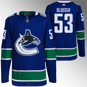 Wholesale Cheap Men\'s Vancouver Canucks #53 Teddy Blueger Blue Retro Stitched Jersey