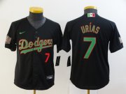 Wholesale Cheap Youth Los Angeles Dodgers #7 Julio Urias Black Green Mexico 2020 World Series Stitched MLB Jersey