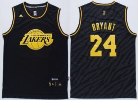 Wholesale Cheap Los Angeles Lakers #24 Kobe Bryant Revolution 30 Swingman 2014 Black With Gold Jersey