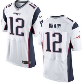 Wholesale Cheap Nike Patriots #12 Tom Brady White Men\'s Stitched NFL New Elite Jersey