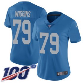 Wholesale Cheap Nike Lions #79 Kenny Wiggins Blue Throwback Women\'s Stitched NFL 100th Season Vapor Untouchable Limited Jersey