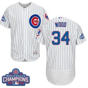 Wholesale Cheap Cubs #34 Kerry Wood White Flexbase Authentic Collection 2016 World Series Champions Stitched MLB Jersey