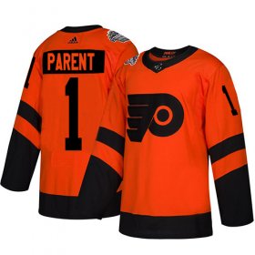 Wholesale Cheap Adidas Flyers #1 Bernie Parent Orange Authentic 2019 Stadium Series Women\'s Stitched NHL Jersey
