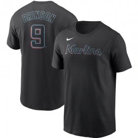 Wholesale Cheap Miami Marlins #9 Lewis Brinson Nike Name & Number T-Shirt Black