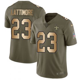 Wholesale Cheap Nike Saints #23 Marshon Lattimore Olive/Gold Men\'s Stitched NFL Limited 2017 Salute To Service Jersey