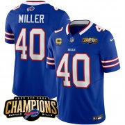 Cheap Men's Buffalo Bills #40 Von Miller Blue 2023 F.U.S.E. AFC East Champions With 4-star C Ptach Football Stitched Jersey