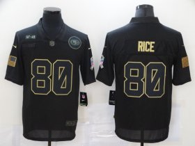 Wholesale Cheap Men\'s San Francisco 49ers #80 Jerry Rice Black 2020 Salute To Service Stitched NFL Nike Limited Jersey