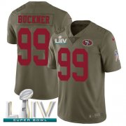 Wholesale Cheap Nike 49ers #99 DeForest Buckner Olive Super Bowl LIV 2020 Men's Stitched NFL Limited 2017 Salute To Service Jersey