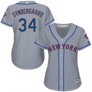 Wholesale Cheap Mets #34 Noah Syndergaard Grey Road Women's Stitched MLB Jersey