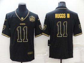 Wholesale Cheap Men\'s Las Vegas Raiders #11 Henry Ruggs III Black Golden Edition 60th Patch Stitched Nike Limited Jersey