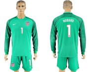 Wholesale Cheap USA #1 Howard Green Long Sleeves Goalkeeper Soccer Country Jersey