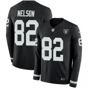 Wholesale Cheap Nike Raiders #82 Jordy Nelson Black Team Color Men's Stitched NFL Limited Therma Long Sleeve Jersey