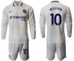 Wholesale Cheap Chelsea #10 Willian Away Long Sleeves Soccer Club Jersey