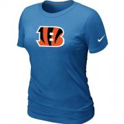 Wholesale Cheap Women's Nike Cincinnati Bengals Logo NFL T-Shirt Light Blue