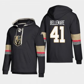 Wholesale Cheap Vegas Golden Knights #41 Pierre-Edouard Bellemare Black adidas Lace-Up Pullover Hoodie