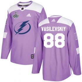 Cheap Adidas Lightning #88 Andrei Vasilevskiy Purple Authentic Fights Cancer Youth 2020 Stanley Cup Champions Stitched NHL Jersey