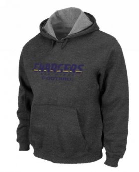 Wholesale Cheap Los Angeles Chargers Authentic Font Pullover Hoodie Dark Grey