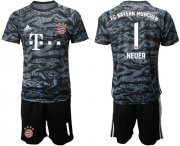 Wholesale Cheap Bayern Munchen #1 Neuer Black Goalkeeper Soccer Club Jersey
