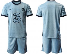 Wholesale Cheap Men 2020-2021 club Chelsea away blank Light blue Soccer Jerseys